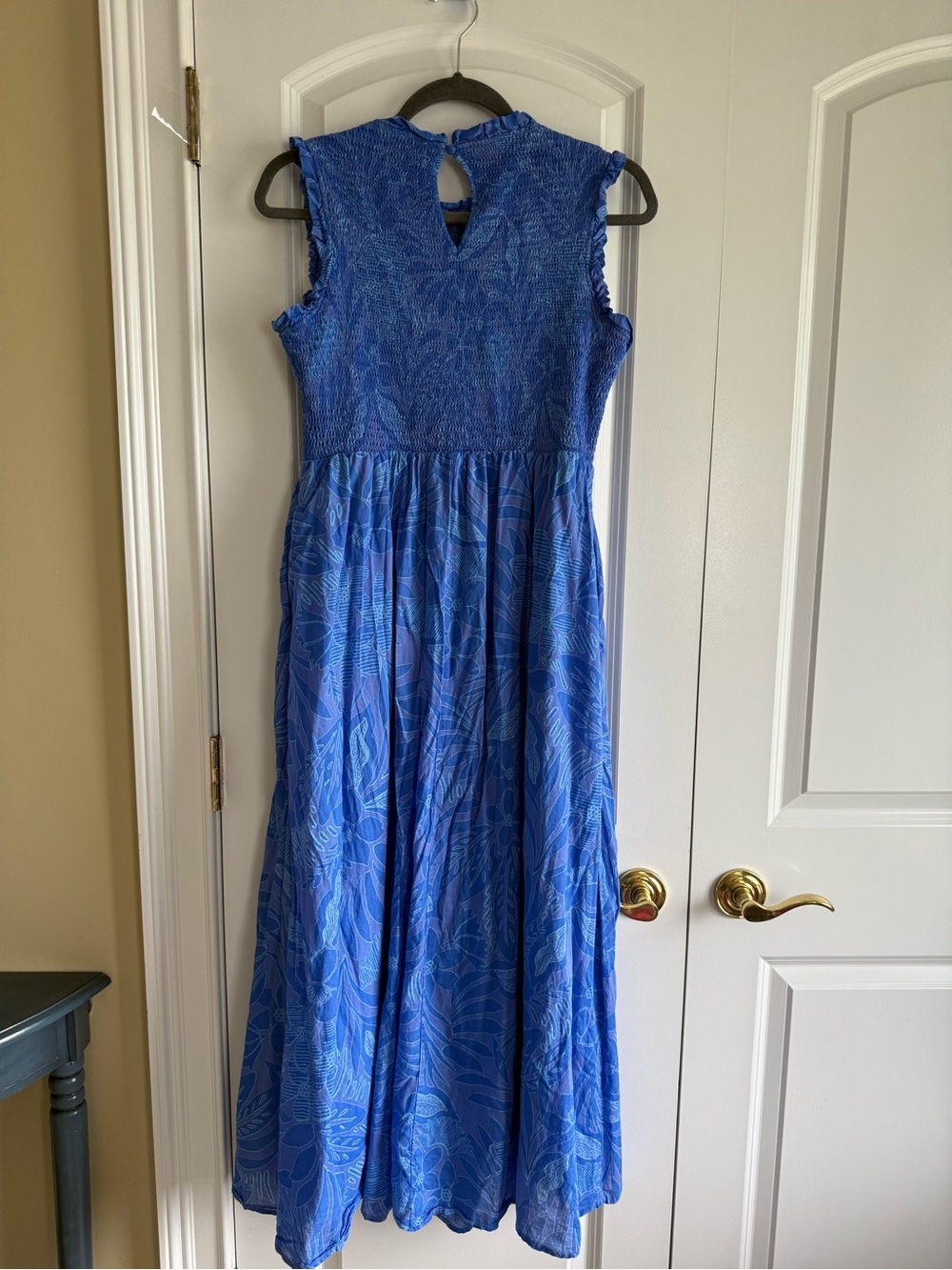 Sugarlips Warren Floral Cecil Smocked Sleeveless Sun Dress, sz. L, pockets! - Picture 12 of 16